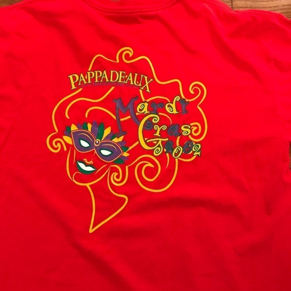 PAPADEUX 2002 MARDI GRAS RED T-SHIRT XL